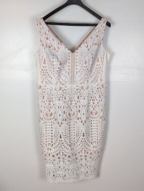 White Lace V-Neck Bodycon Dress
